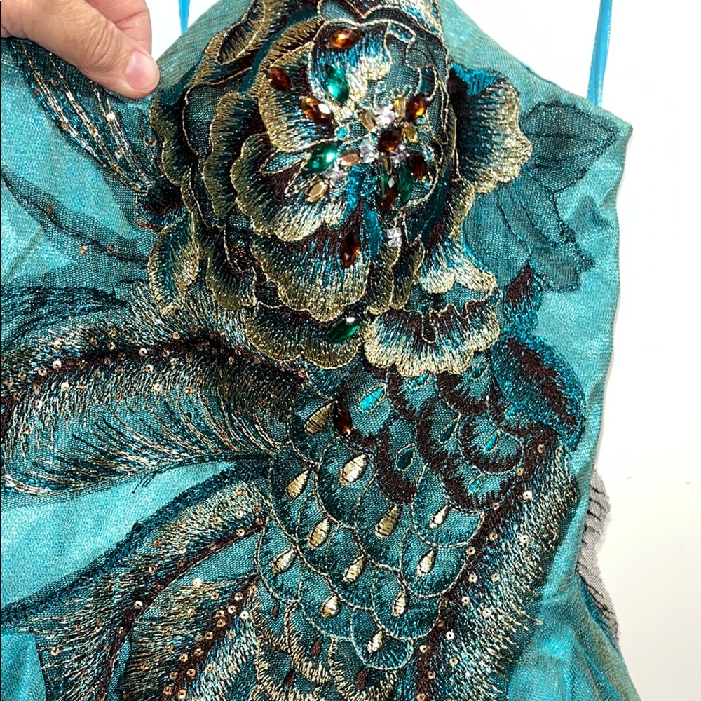 Nina Canacci Teal Blue Sweetheart Prom Gown - Picture 5 of 8